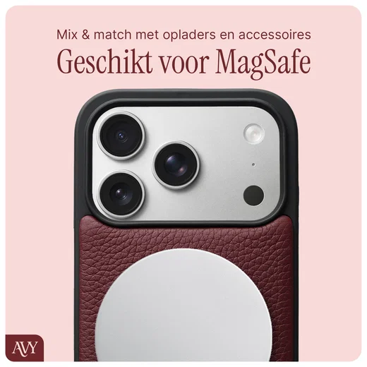 AVY Apple iPhone 17 Pro Hoesje met Koord Haakjes MagSafe Leer Burgundy afbeelding 8