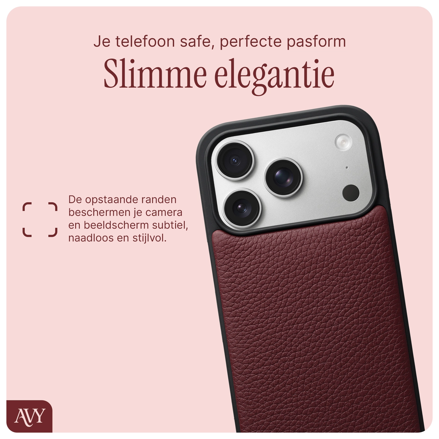 AVY Apple iPhone 17 Pro Hoesje met Koord Haakjes MagSafe Leer Burgundy afbeelding 9