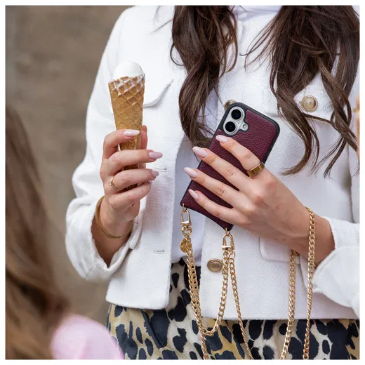 AVY Apple iPhone 17 Pro Max Hoesje met Koord Haakjes MagSafe Leer Burgundy afbeelding 5