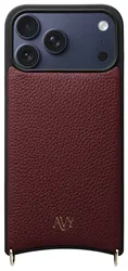AVY Apple iPhone 17 Pro Max Hoesje met Koord Haakjes MagSafe Leer Burgundy afbeelding