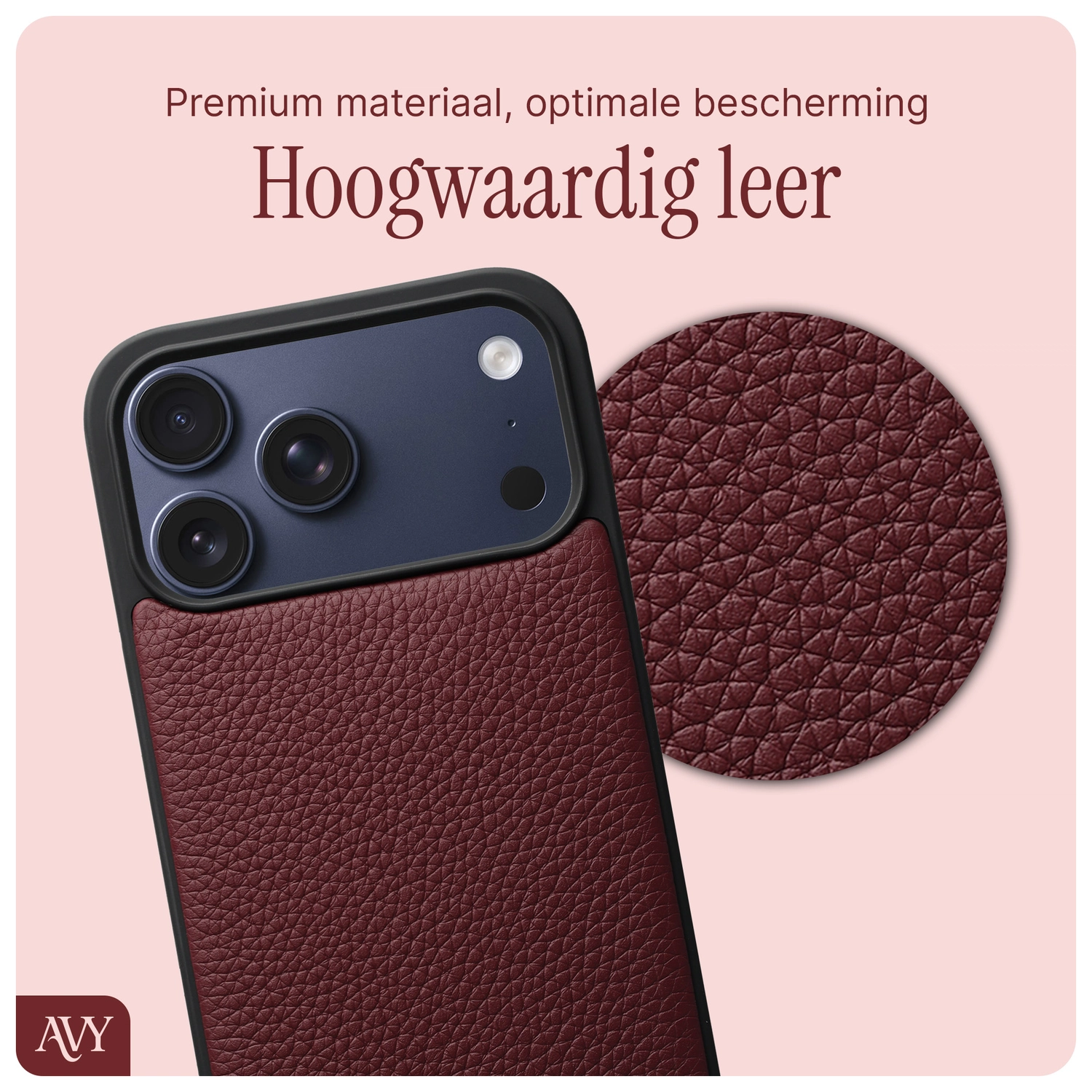 AVY Apple iPhone 17 Pro Max Hoesje met Koord Haakjes MagSafe Leer Burgundy afbeelding 6
