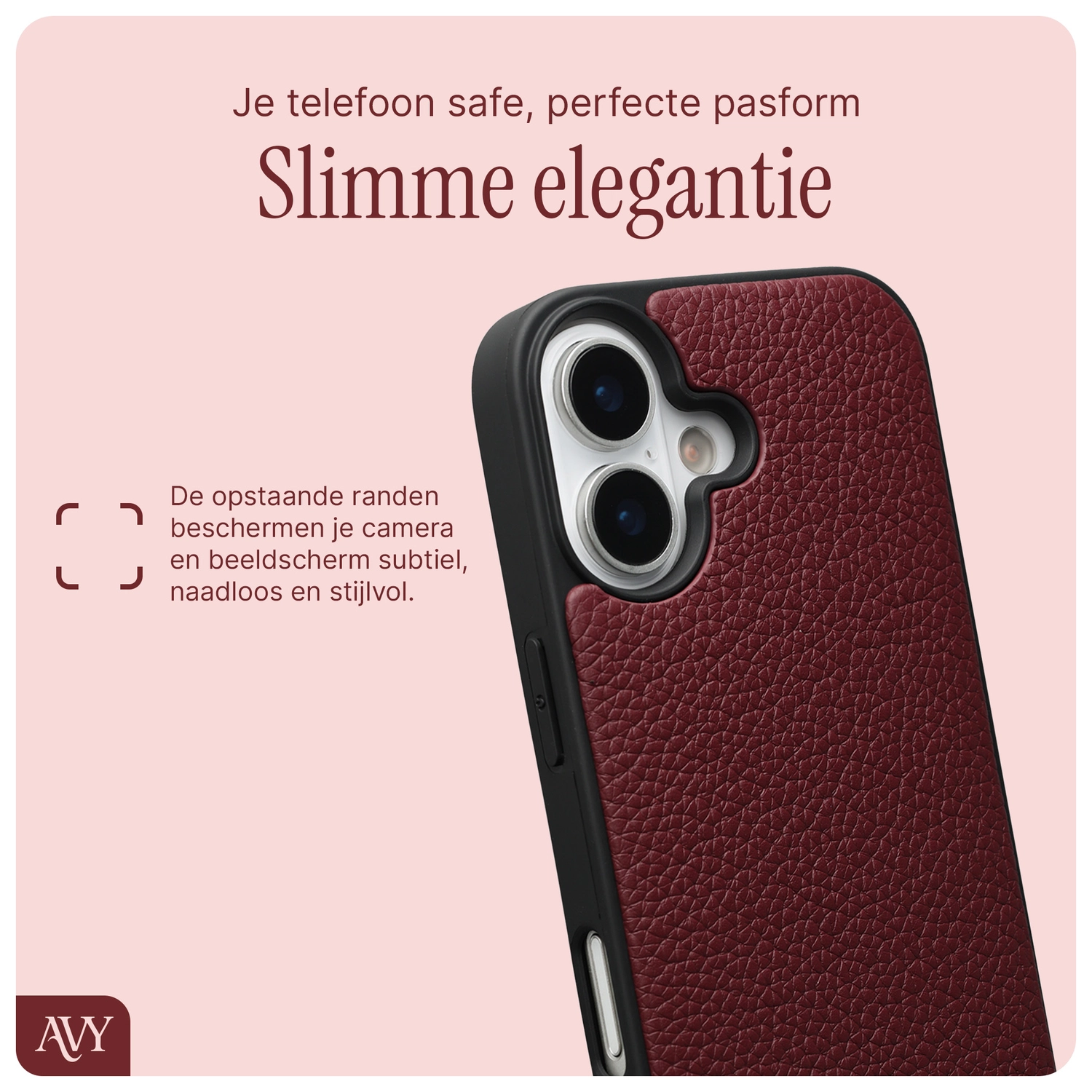 AVY Apple iPhone 16 Hoesje met Koord Haakjes MagSafe Leer Burgundy afbeelding 9