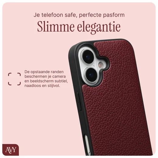 AVY Apple iPhone 16 Hoesje met Koord Haakjes MagSafe Leer Burgundy afbeelding 9