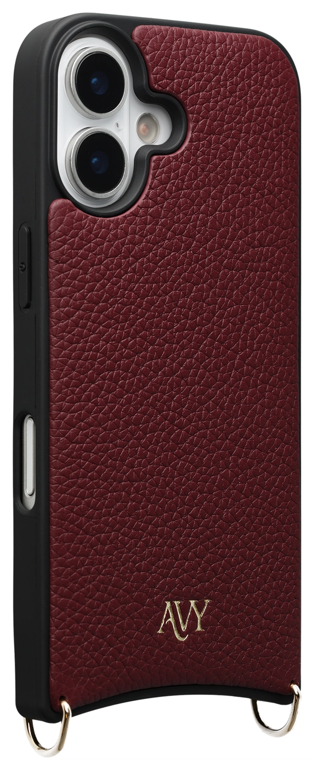 AVY Apple iPhone 16 Hoesje met Koord Haakjes MagSafe Leer Burgundy afbeelding 10