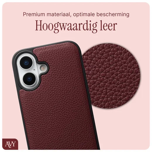 AVY Apple iPhone 16 Hoesje met Koord Haakjes MagSafe Leer Burgundy afbeelding 7