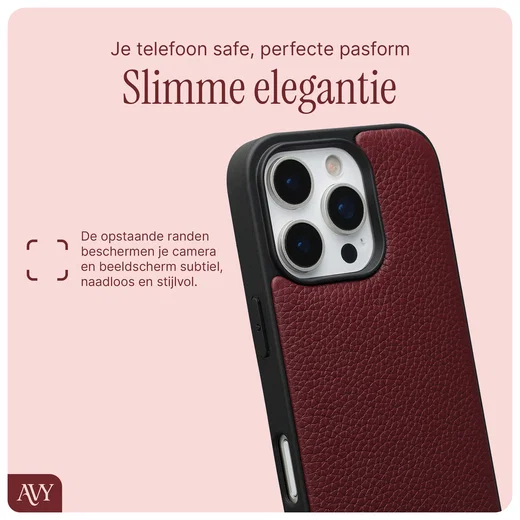 AVY Apple iPhone 16 Pro Hoesje met Koord Haakjes MagSafe Leer Burgundy afbeelding 9