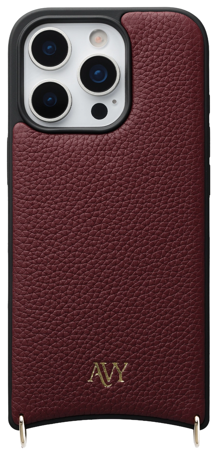 AVY Apple iPhone 16 Pro Max Hoesje met Koord Haakjes MagSafe Leer Burgundy afbeelding 1