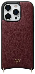 AVY Apple iPhone 16 Pro Max Hoesje met Koord Haakjes MagSafe Leer Burgundy afbeelding