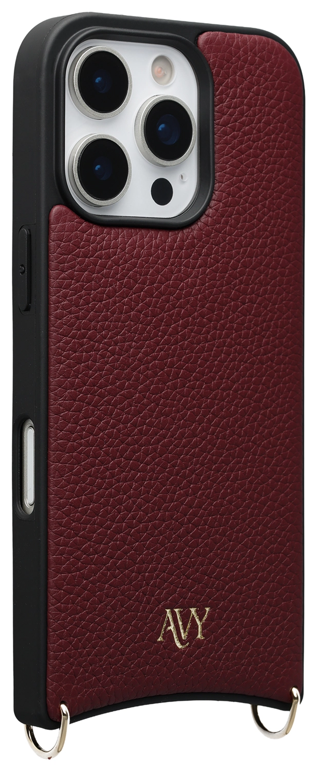 AVY Apple iPhone 16 Pro Max Hoesje met Koord Haakjes MagSafe Leer Burgundy afbeelding 10