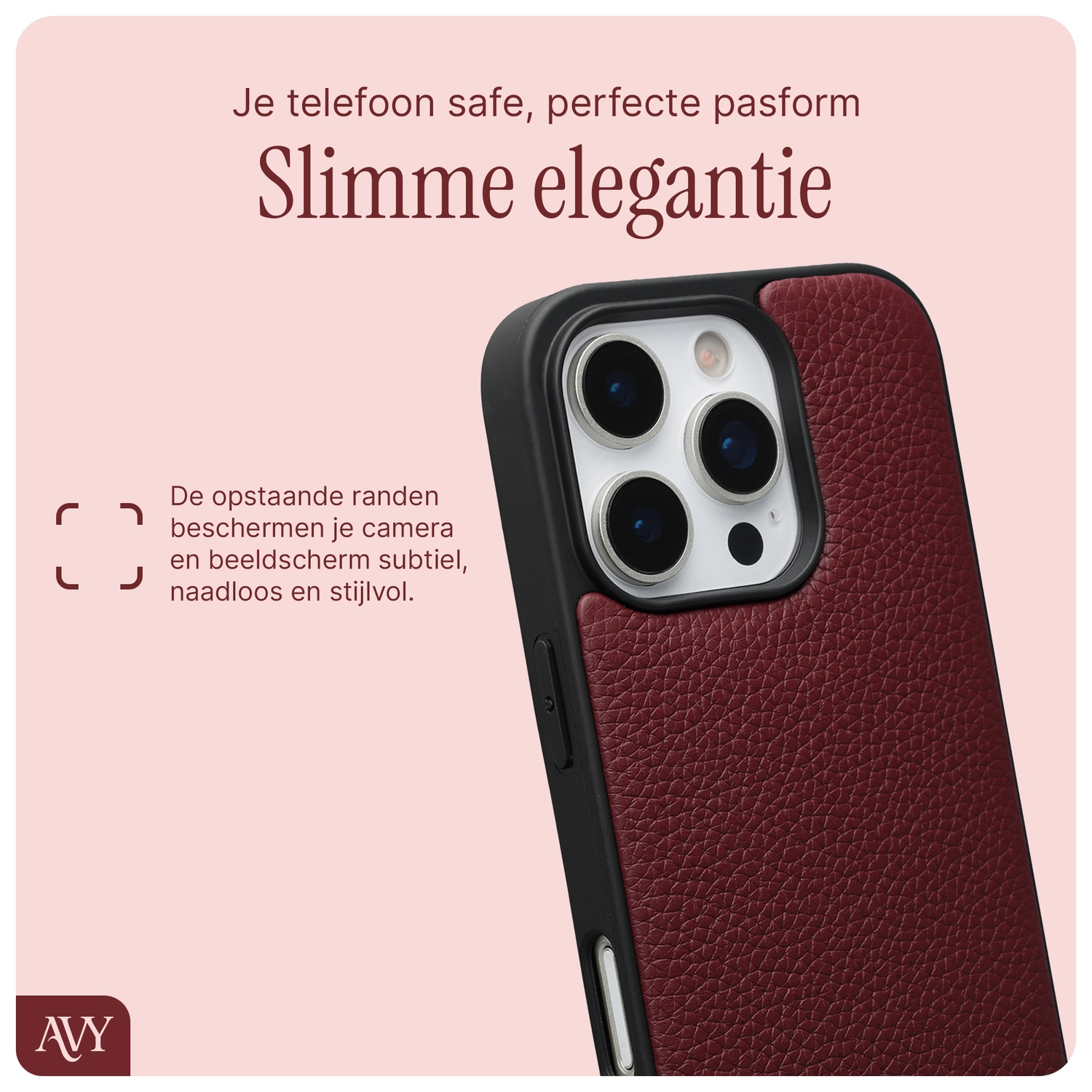 AVY Apple iPhone 16 Pro Max Hoesje met Koord Haakjes MagSafe Leer Burgundy afbeelding 9
