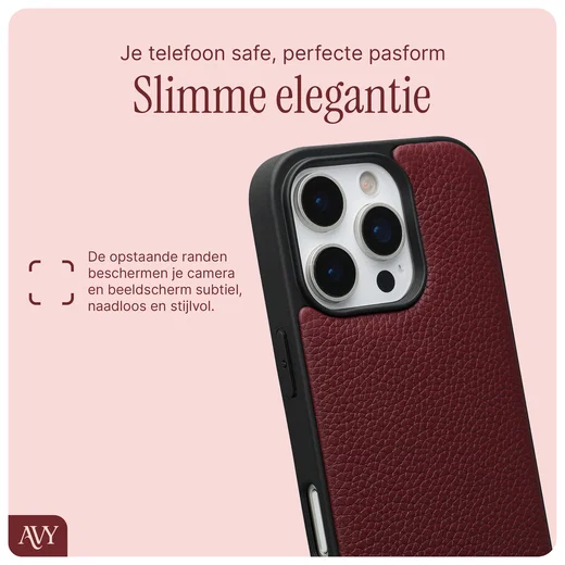 AVY Apple iPhone 16 Pro Max Hoesje met Koord Haakjes MagSafe Leer Burgundy afbeelding 9