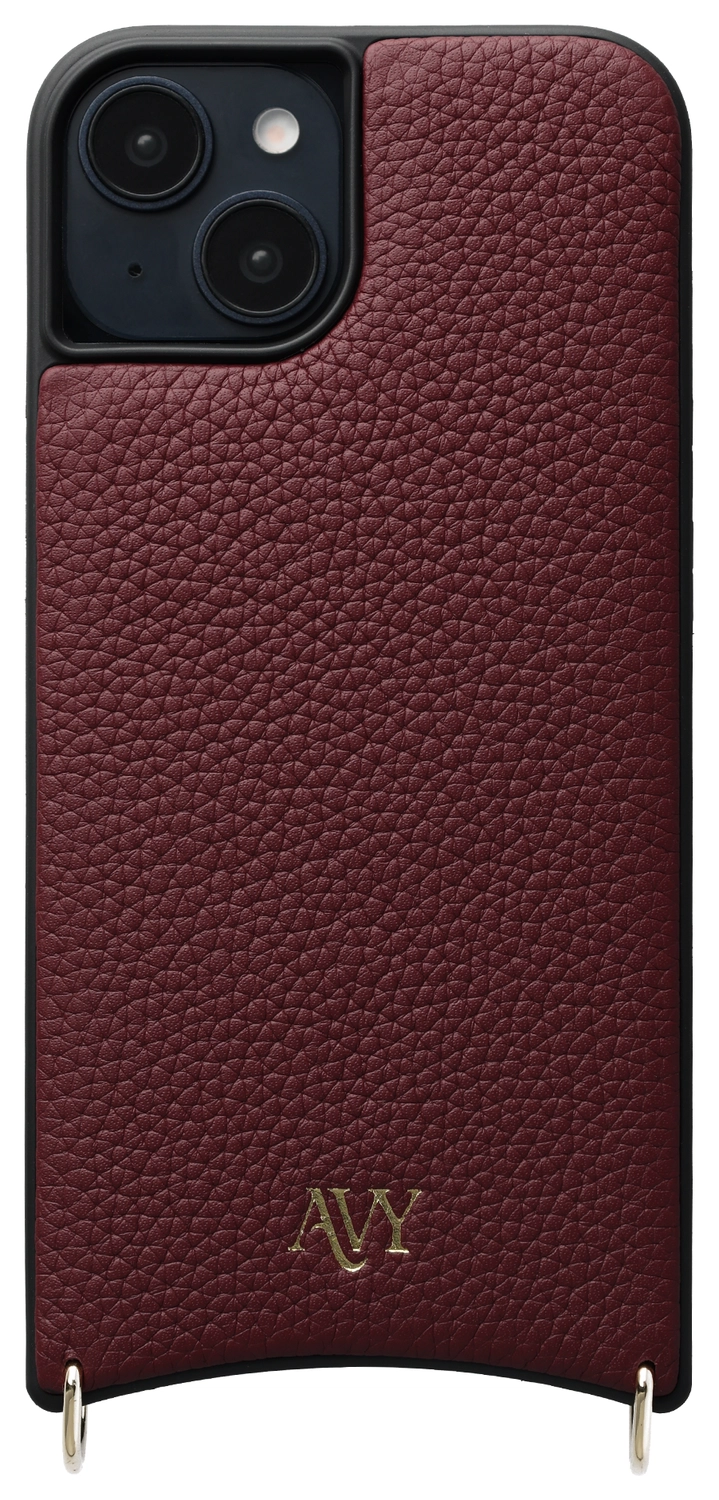AVY Apple iPhone 15 Hoesje met Koord Haakjes MagSafe Leer Burgundy afbeelding 1
