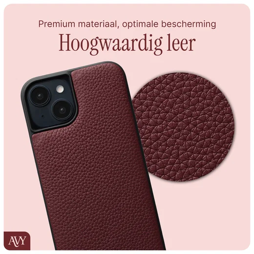 AVY Apple iPhone 15 Hoesje met Koord Haakjes MagSafe Leer Burgundy afbeelding 7