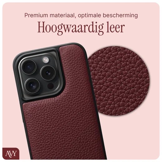 AVY Apple iPhone 15 Pro Hoesje met Koord Haakjes MagSafe Leer Burgundy afbeelding 7