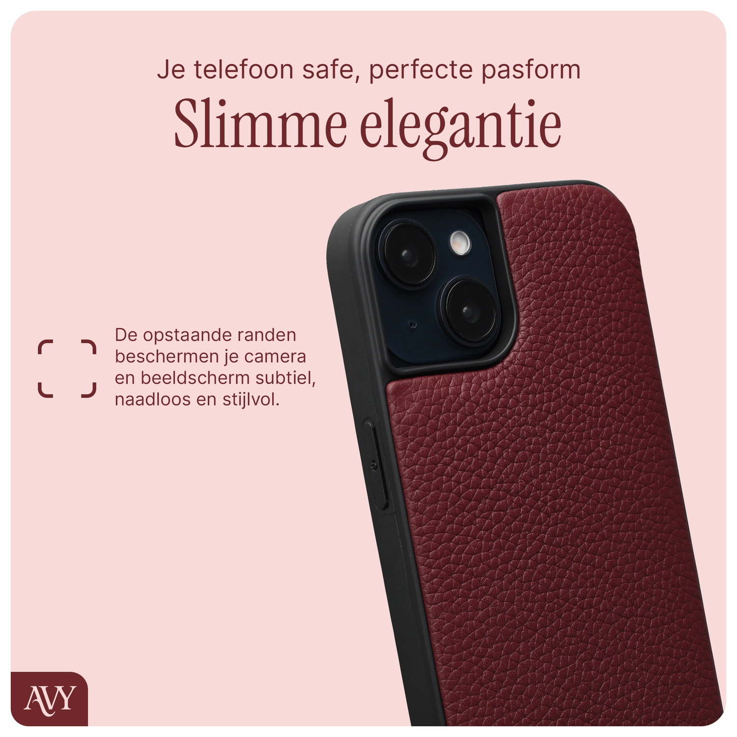 AVY Apple iPhone 14 / 13 Hoesje met Koord Haakjes MagSafe Leer Burgundy afbeelding 8