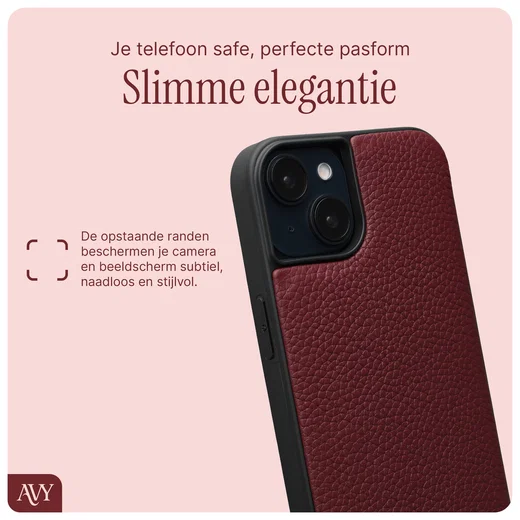 AVY Apple iPhone 14 / 13 Hoesje met Koord Haakjes MagSafe Leer Burgundy afbeelding 8