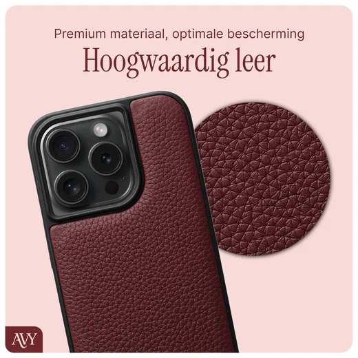 AVY Apple iPhone 14 Pro Hoesje met Koord Haakjes MagSafe Leer Burgundy afbeelding 7