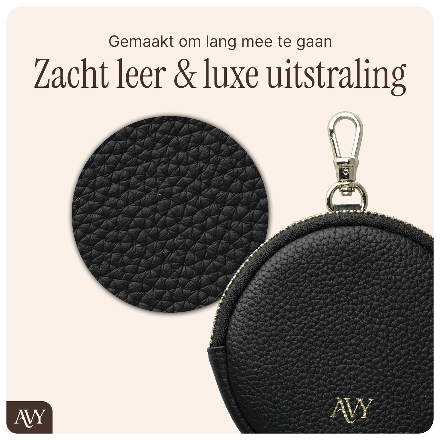 AVY Mini Leren Telefoontasje / Phone Bag Leather Zwart afbeelding 6