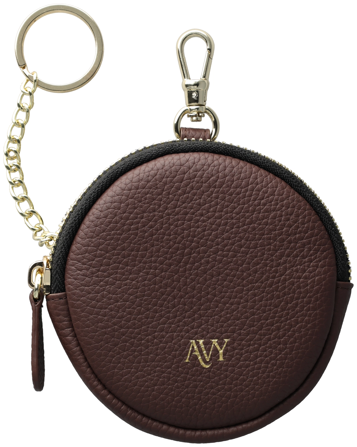 AVY Mini Telefoontasje / Phone Bag Pouch met Rits en Haakje Leer Chocolate afbeelding 1