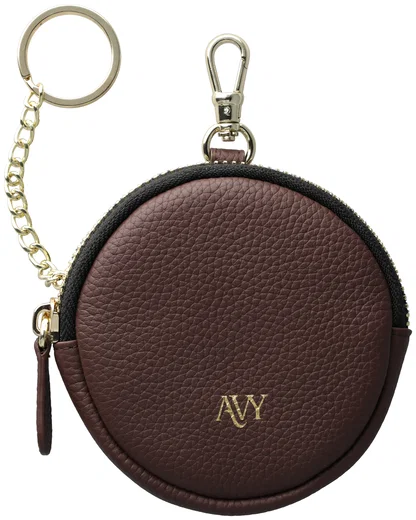 AVY Mini Telefoontasje / Phone Bag Pouch met Rits en Haakje Leer Chocolate afbeelding 1