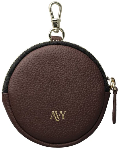 AVY Mini Telefoontasje / Phone Bag Pouch met Rits en Haakje Leer Chocolate afbeelding 7