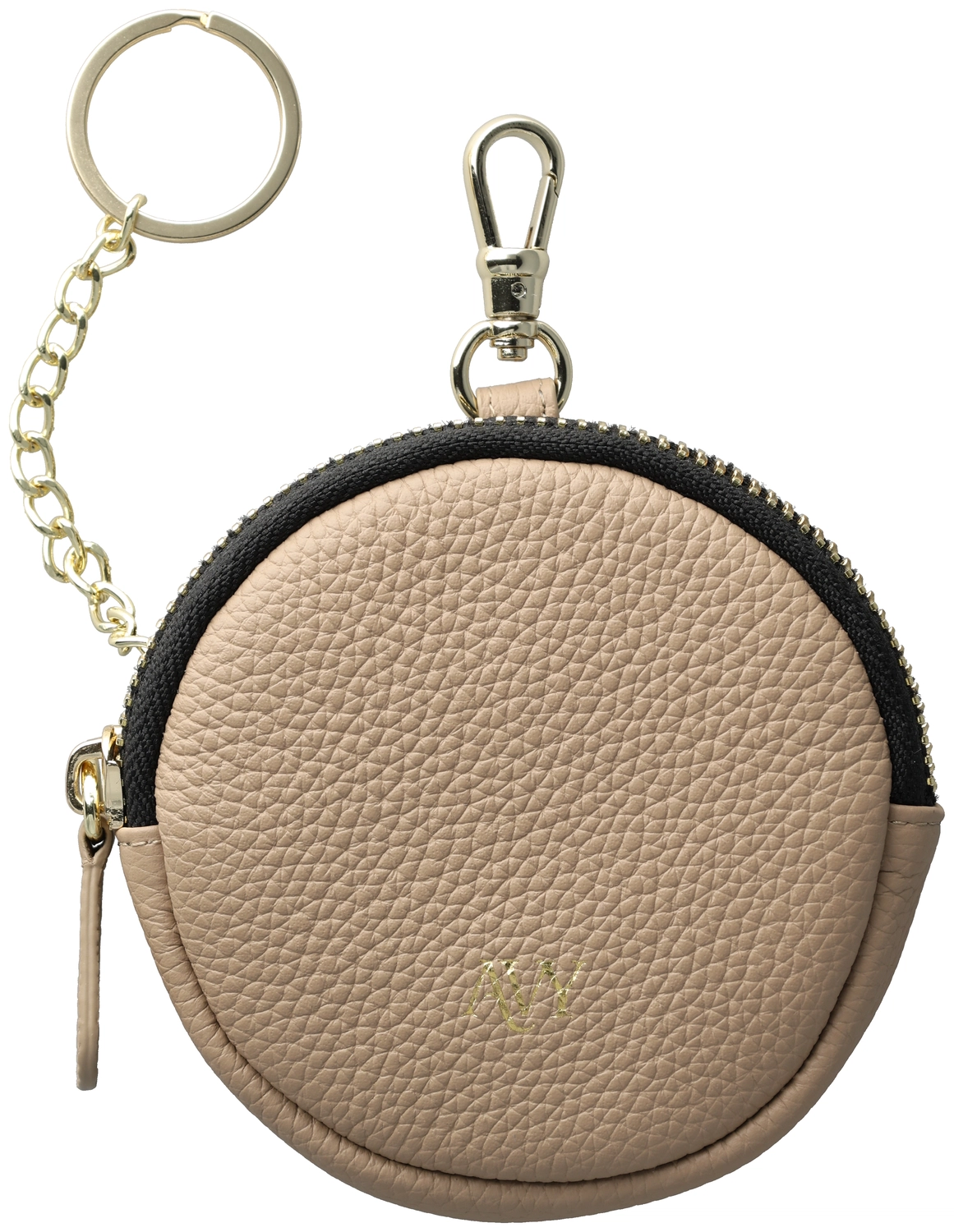 AVY Mini Telefoontasje / Phone Bag Pouch met Rits en Haakje Leer Beige afbeelding 1