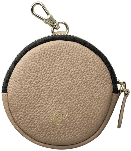 AVY Mini Telefoontasje / Phone Bag Pouch met Rits en Haakje Leer Beige afbeelding 7