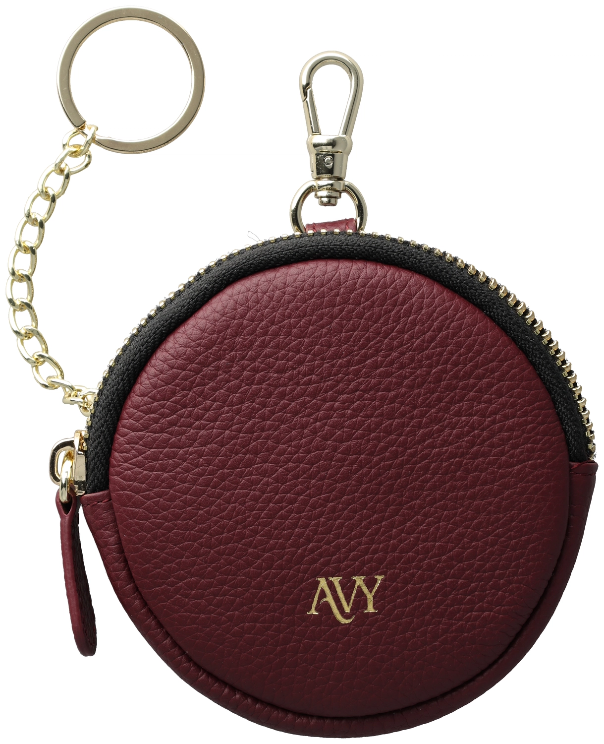 AVY Mini Telefoontasje / Phone Bag Pouch met Rits en Haakje Leer Burgundy afbeelding 1
