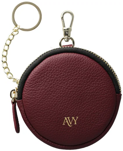 AVY Mini Telefoontasje / Phone Bag Pouch met Rits en Haakje Leer Burgundy afbeelding 1