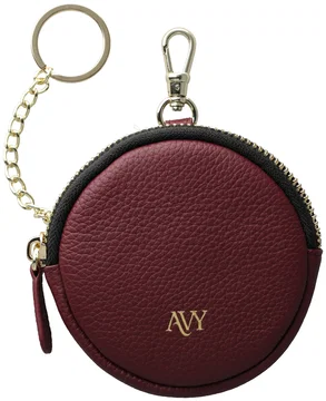 AVY Mini Telefoontasje / Phone Bag Pouch met Rits en Haakje Leer Burgundy