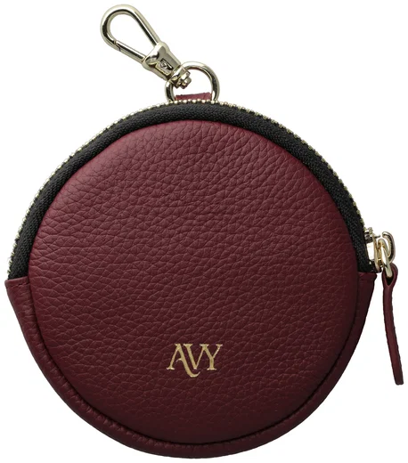 AVY Mini Telefoontasje / Phone Bag Pouch met Rits en Haakje Leer Burgundy afbeelding 7