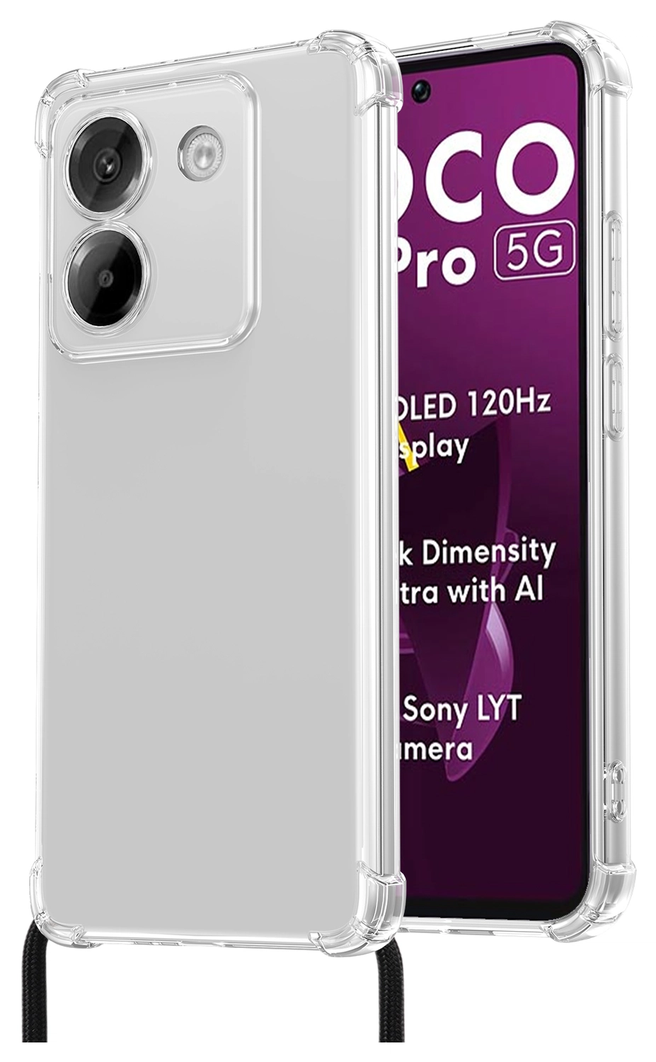 Xiaomi Poco M7 Pro Hoesje met Koord Schokbestendig TPU Transparant afbeelding 2