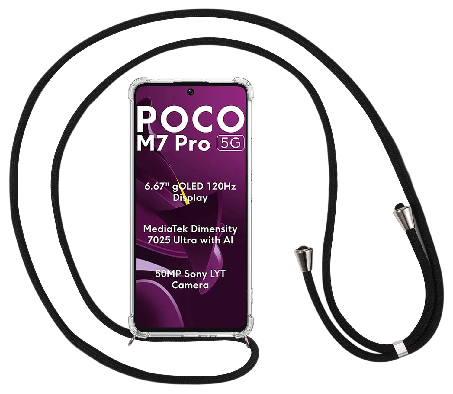 Xiaomi Poco M7 Pro Hoesje met Koord Schokbestendig TPU Transparant afbeelding 3