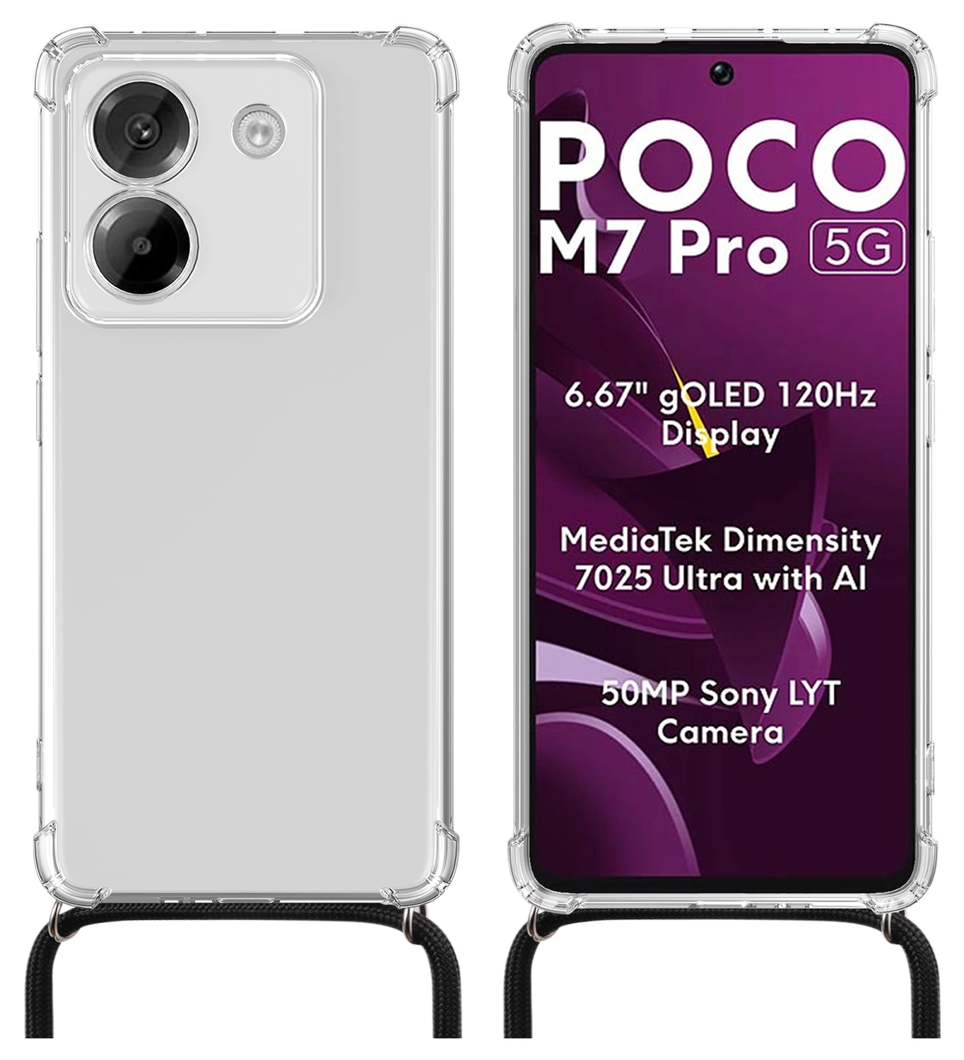 Xiaomi Poco M7 Pro Hoesje met Koord Schokbestendig TPU Transparant afbeelding 4