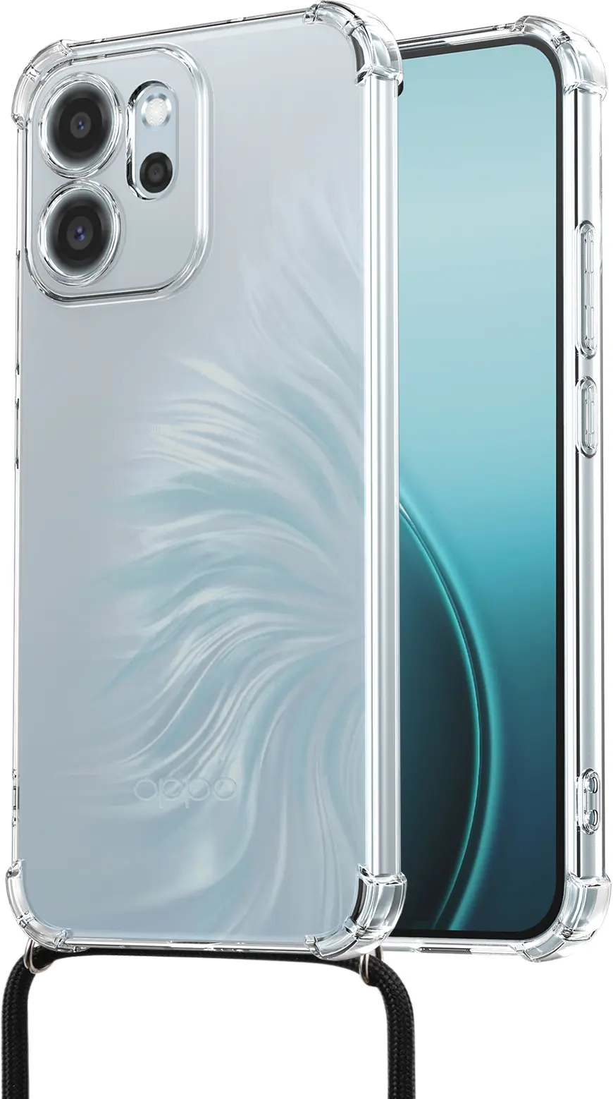 Oppo Reno 14 F Hoesje met Koord Schokbestendig TPU Transparant afbeelding 2