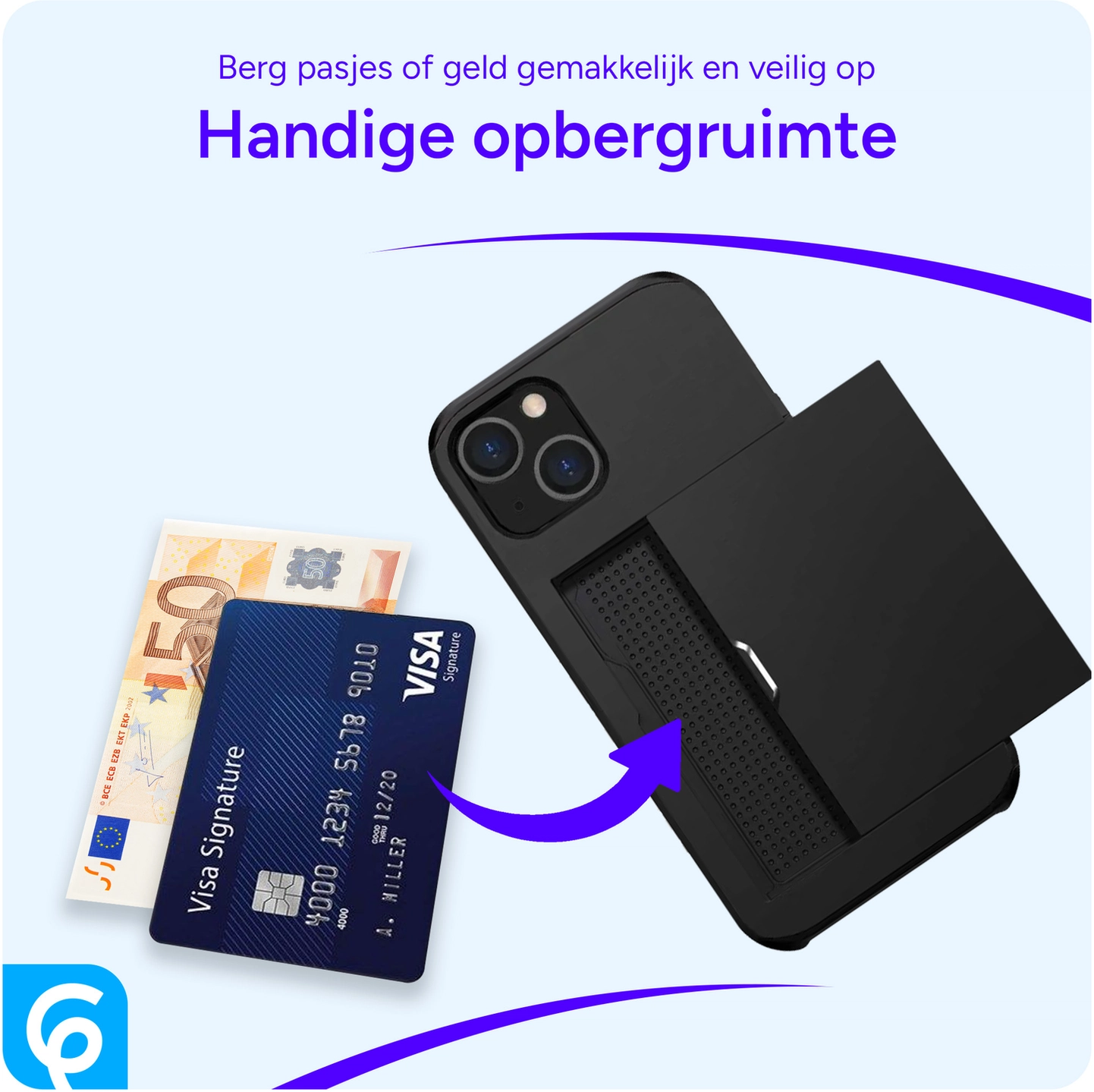 Samsung Galaxy S25 FE Hoesje met Slider Kaarthouder Back Cover Zwart afbeelding 6