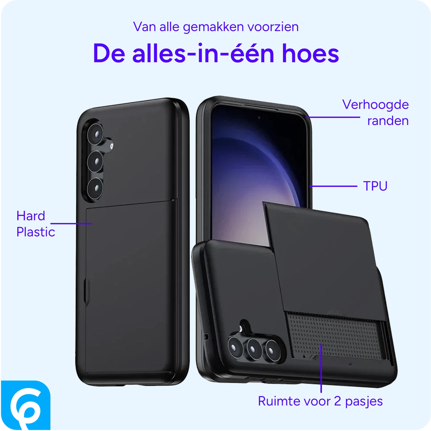 Samsung Galaxy S25 FE Hoesje met Slider Kaarthouder Back Cover Zwart afbeelding 4