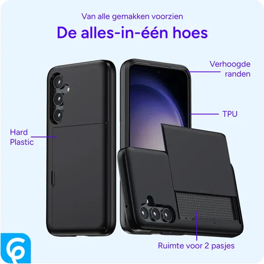 Samsung Galaxy S25 FE Hoesje met Slider Kaarthouder Back Cover Zwart afbeelding 4