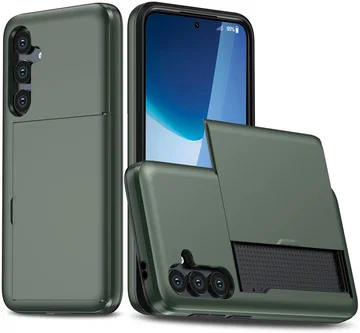 Samsung Galaxy S25 FE Hoesje met Slider Kaarthouder Back Cover Groen