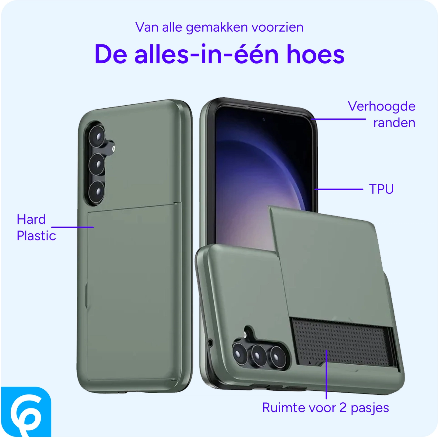 Samsung Galaxy S25 FE Hoesje met Slider Kaarthouder Back Cover Groen afbeelding 4