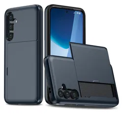 Samsung Galaxy S25 FE Hoesje met Slider Kaarthouder Back Cover Blauw afbeelding