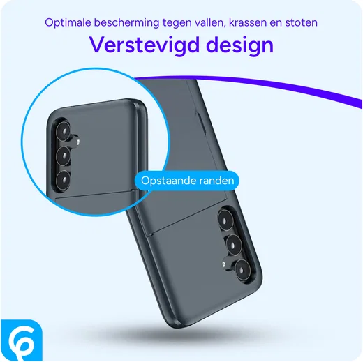 Samsung Galaxy S25 FE Hoesje met Slider Kaarthouder Back Cover Blauw afbeelding 2
