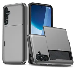 Samsung Galaxy S25 FE Hoesje met Slider Kaarthouder Back Cover Grijs afbeelding