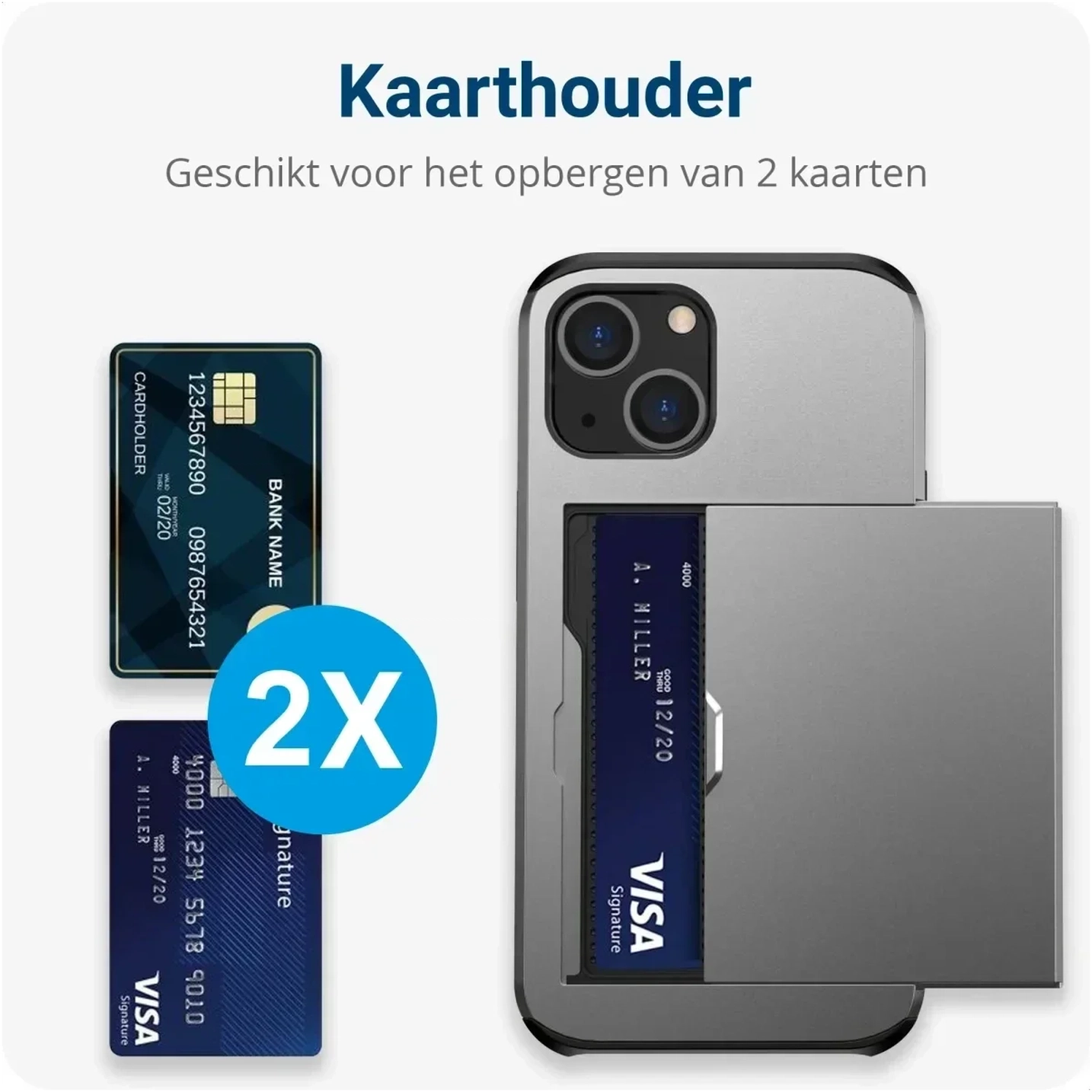 Samsung Galaxy S25 FE Hoesje met Slider Kaarthouder Back Cover Grijs afbeelding 2