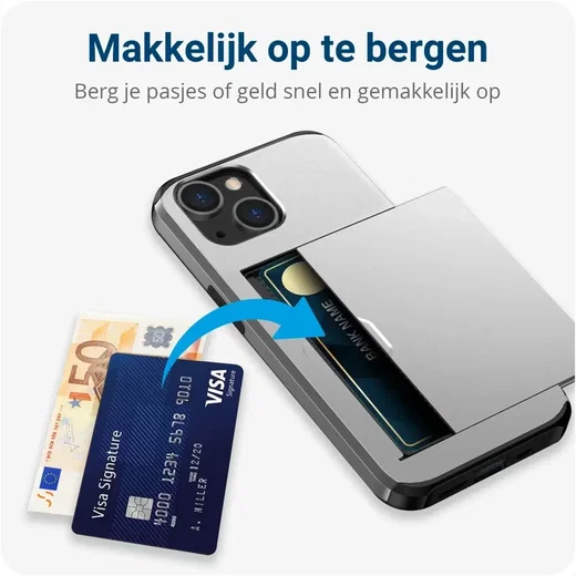 Samsung Galaxy S25 FE Hoesje met Slider Kaarthouder Back Cover Grijs afbeelding 6