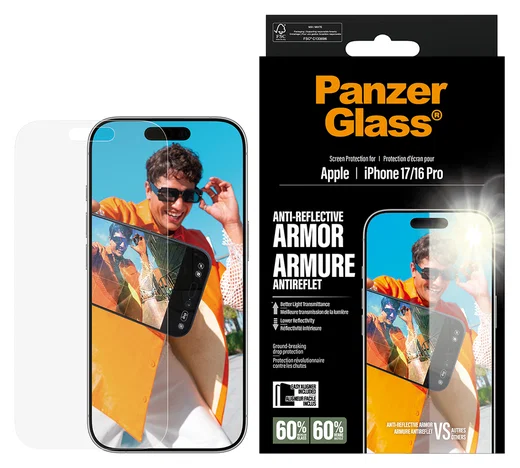 PanzerGlass Anti-Reflective iPhone 17 / 16 Pro Screen Protector Tempered Glass afbeelding 1