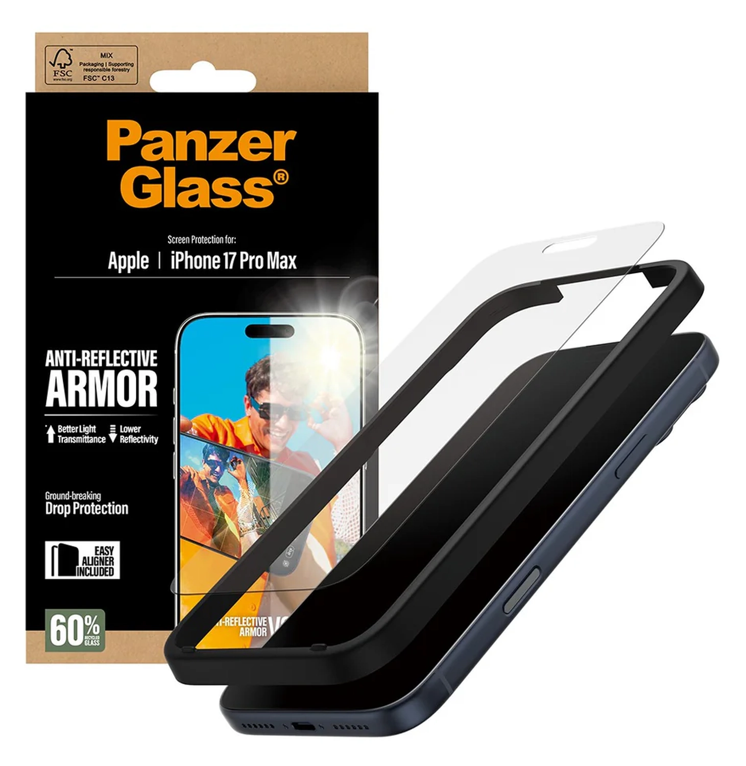 PanzerGlass Anti-Reflective iPhone 17 Pro Max Screen Protector Tempered Glass afbeelding 2