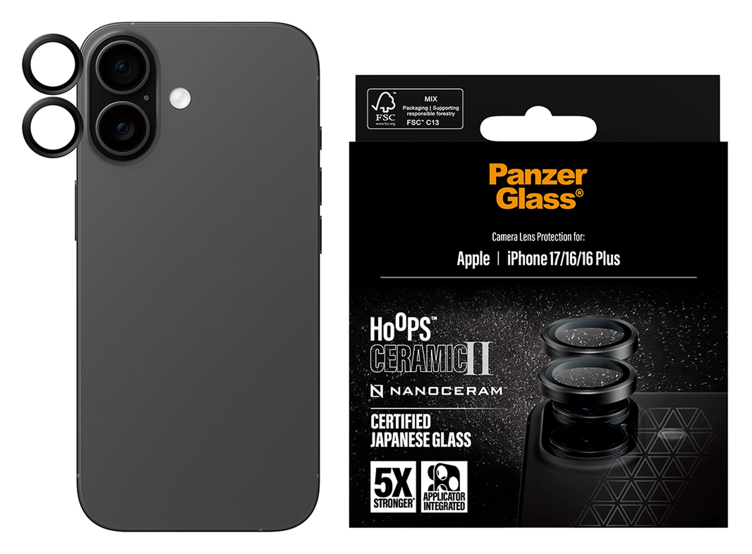 PanzerGlass Hoops Ceramic iPhone 17 / 16 / 16 Plus Camera Lens Protector Glas afbeelding 4