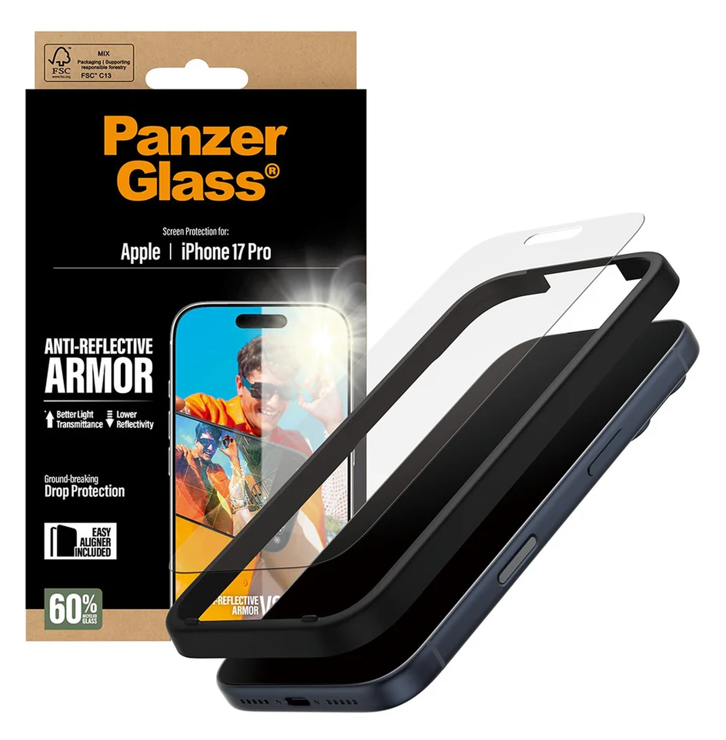 PanzerGlass Anti-Reflective iPhone 17 Pro Screen Protector Tempered Glass afbeelding 2