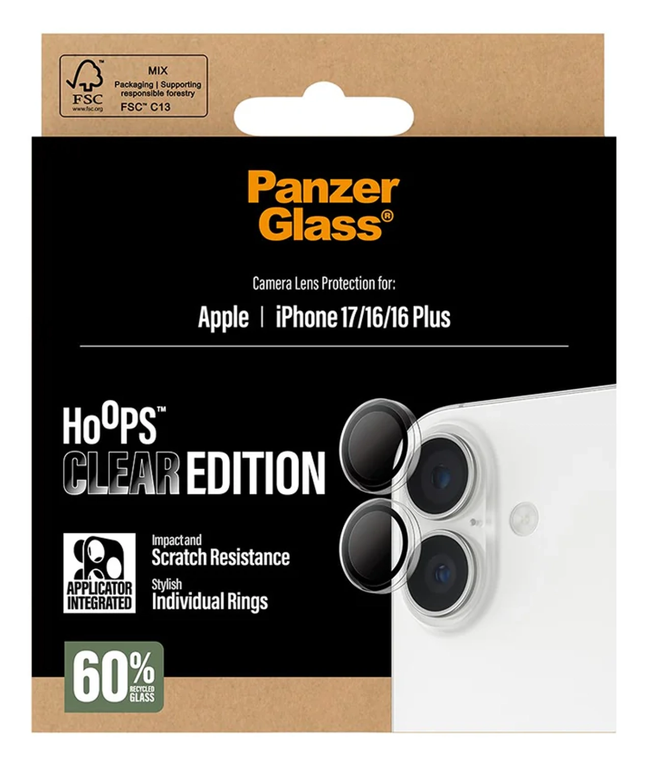 PanzerGlass Hoops Rings iPhone 17 Camera Lens Protector Glas Transparant afbeelding 4